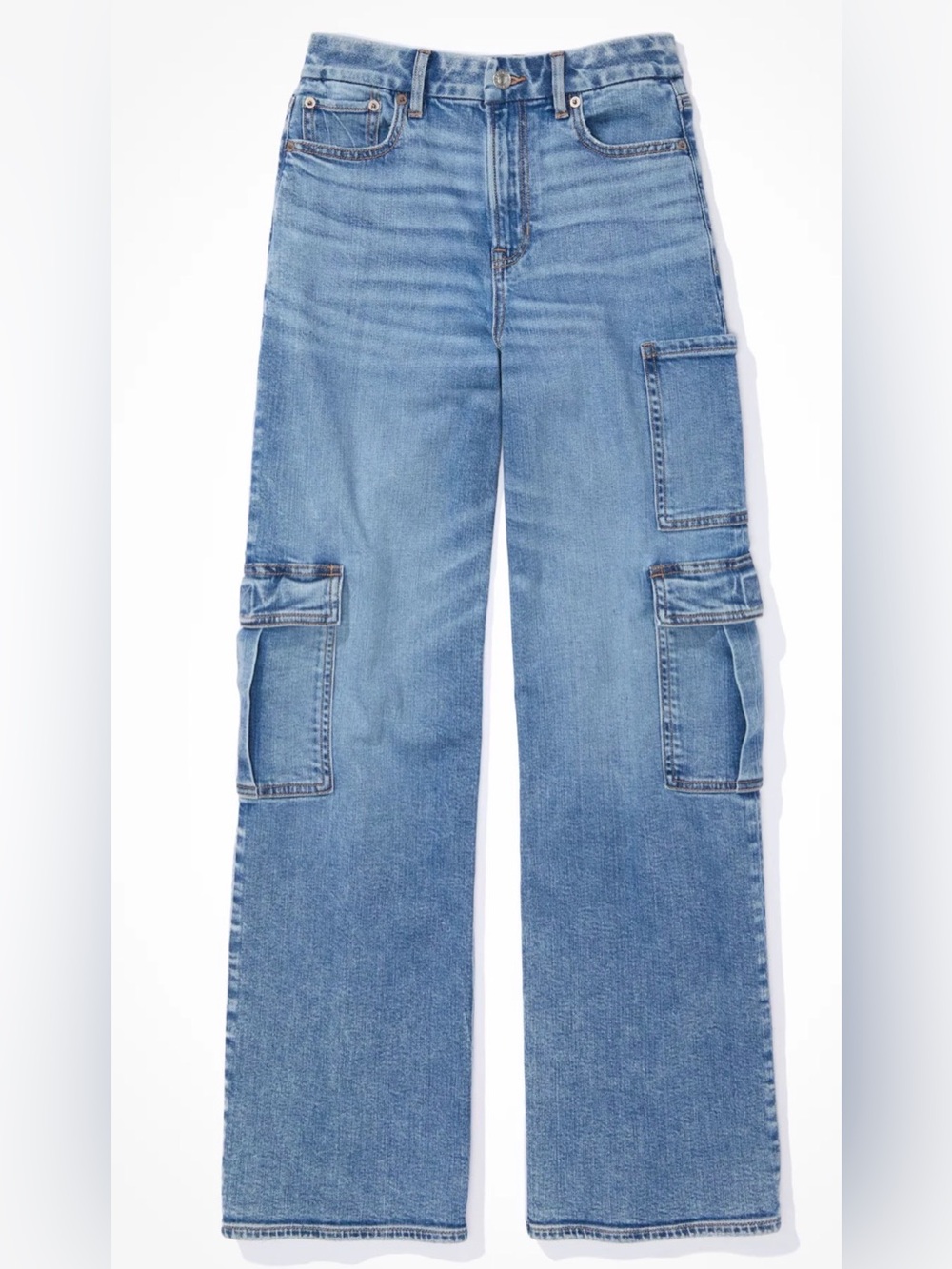 American Eagle Outfitters Light Blue Wide-Leg Cargo Jeans